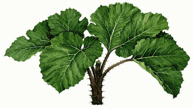 Rain-Kissed Foliage Gunnera manicata Beautiful leafy tree isolated watercolor vector illustration svg