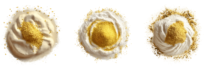 Set of various flour with a small handful of dry yeast isolated on transparent background	Collection of various flour with a small handful of dry yeast isolated on transparent background
Set of variou