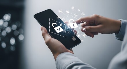 Unlocking digital security with mobile technology and icons