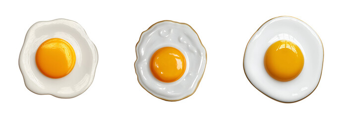 Set of various fried egg fridge magnet isolated on transparent background