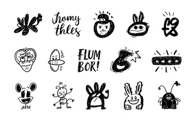 Abstract organic shapes and lines black