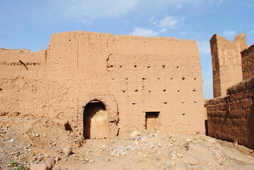 abandoned village on the Handour river valley ruins among the valleys of the Moroccan Atlas