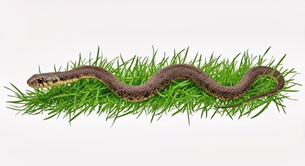 Elegant Snake Gliding Through Grass in Fluid Movement