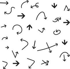A vector illustration set of hand-drawn arrows and other symbols for web design or education