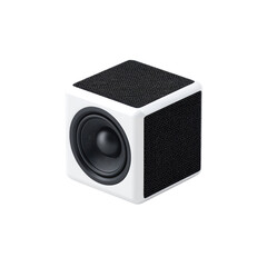 Obraz premium Modern Minimalist Cube Speaker Design in Black and White for Home Audio Enthusiasts