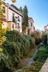 Fototapeta premium Granada. Traditional Moorish Spanish architecture around Darro River, Granada, Spain