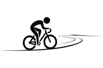 Obraz premium Stylized cyclist riding on a winding road
