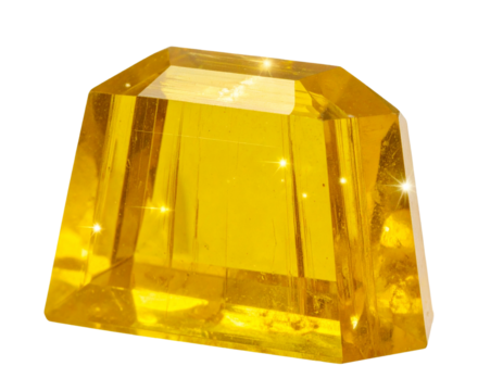 Glowing Yellow Crystal Shard with Sharp Facets and Magical Aura, Front View