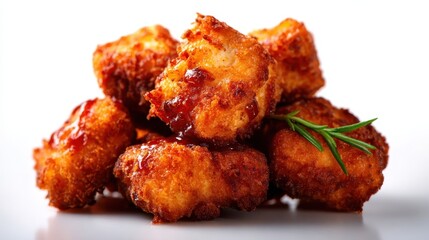 Delicious golden-brown crispy bites served with a savory glaze, showcasing the appealing texture and flavor that make them a perfect snack for any occasion.