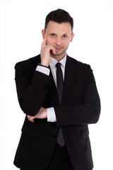 Businessman. Portrait of handsome caucasian man in formal suit. Isolated. 