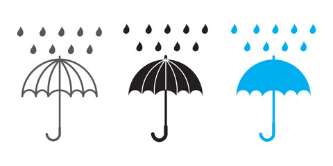 umbrella icon. Water drop protection symbol. Umbel business concept. Raindrop signs. Wet weather icons