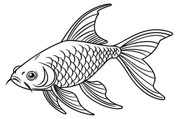 coloring page line art the tetra fish black vector