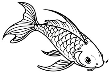 coloring page line art the tetra fish black vector