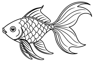 coloring page line art the tetra fish black vector