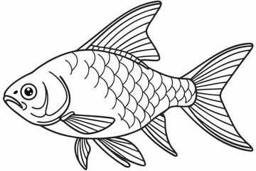 coloring page line art the tetra fish black vector