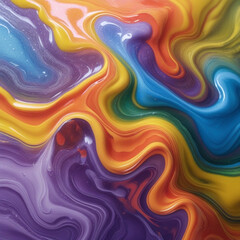 Obraz premium Fluid Marble Acrylic Texture in Classic Rainbow Swirls