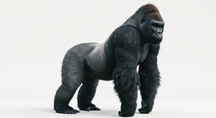 Naklejka premium Majestic gorilla portrait against white background