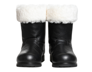 Classic Santa Claus Boots with Fur Trim Front View PNG