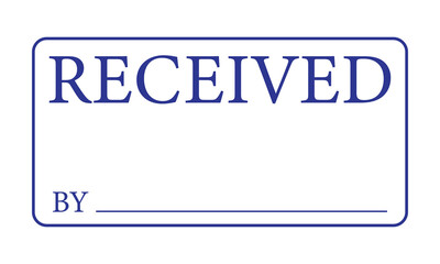 Blue received stamp on white paper background, concept for purchasing and receive products .Vector illustration in eps 10.