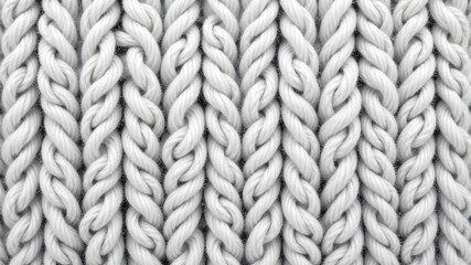 Close-up of White Knitted Fabric with Braided Pattern
