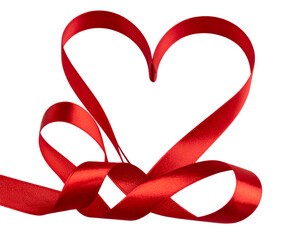  Glossy Red Holiday Ribbon Forming a Heart Shape