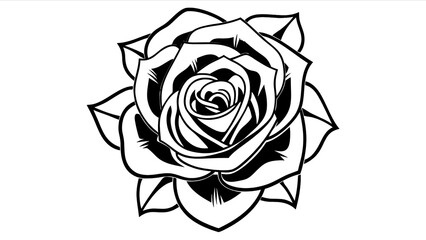 A Rose flower with vector illustration This elegant black and white rose flower line art vector is perfect for adding a touch of classic beauty to your designs. generative ai
