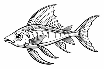 coloring page line art the sword tail black vector