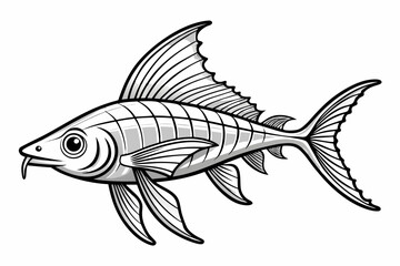 coloring page line art the sword tail black vector