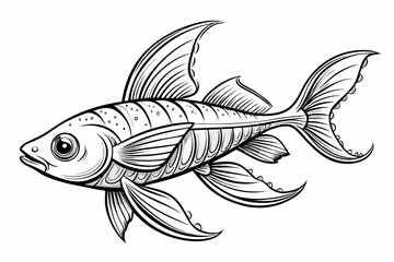 coloring page line art the sword tail black vector