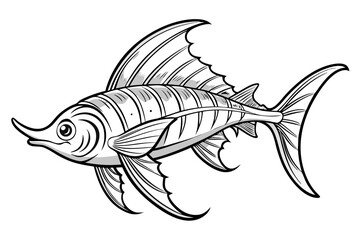 coloring page line art the sword tail black vector