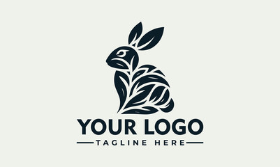 Stylized floral rabbit logo design, featuring a rabbit silhouette filled with flower and leaf elements.