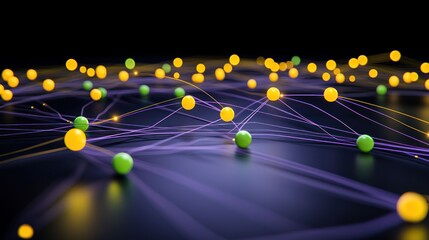 Abstract Network Visualization: Interconnected Spheres and Glowing Lines