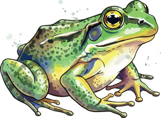 water colour illustration of a frog in isolated on white background