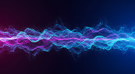 Vibrant abstract waveform of electric energy in blue and pink hues