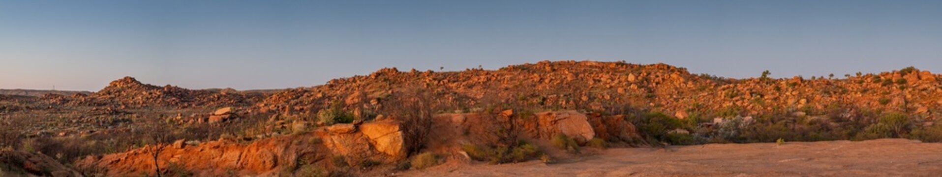 The granites lookout, near Mt Isa Queensland, outback Australia landscape at sunset dusk, panorama