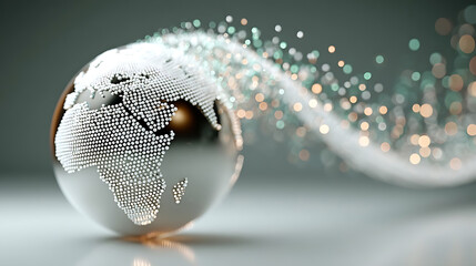 Digital globe with light particles representing global connectivity