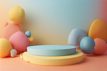 Fototapeta premium 3D Abstract scene background. Product presentation, mock-up, show cosmetic product, Podium, stage pedestal, or platform. on a. Product presentation, mock-up, show cosmetic product, 