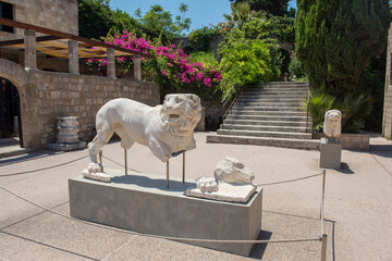 Antique architecture of old town, famous Knights Grand Master Palace. Greece, Rhodes