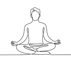 Obraz premium Meditation Pose Line Drawing – Minimalist Continuous Line Art of Person Practicing Mindfulness