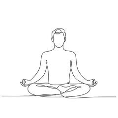 Obraz premium Meditation Pose Line Drawing – Minimalist Continuous Line Art of Person Practicing Mindfulness