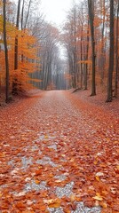 Fototapeta premium Autumnal Path: A Serene Forest Walk