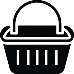 Picnic Basket with Handle – Black Icon Vector Isolated on White Background