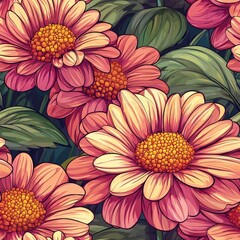 Aster flower plant flora bloom botany seamless pattern ornament design, tile