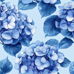 Hydrangea flower plant flora bloom botany seamless pattern ornament design, tile