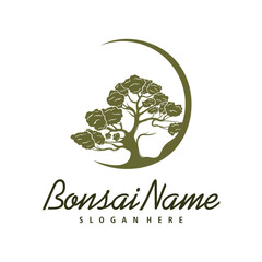 Bonsai Tree logo design vector. Silhouette Bonsai Tree Template Illustration