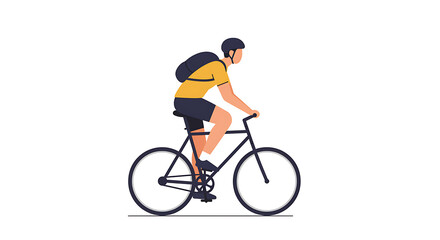 Obraz premium Cyclist riding a bicycle with a helmet, a silhouette vector illustration of a man on a bike
