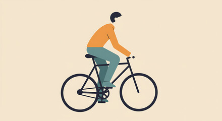 Fototapeta premium Silhouette of a cyclist riding a mountain bike