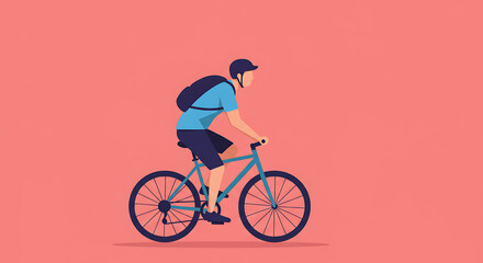 A cartoon illustration of a woman riding a bicycle in the city, with a silhouette of a cyclist against a fun, vibrant background