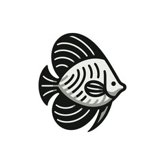 Obraz premium Stylized illustration of a fish swimming gracefully with flowing fins in a minimalist design