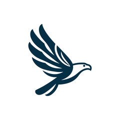 Stylized illustration of a soaring bird with outstretched wings against a plain background